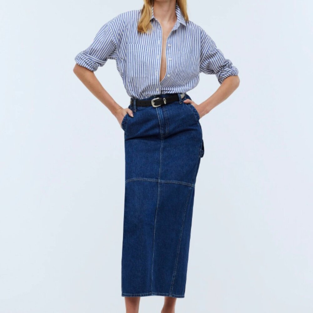 Madewell Denim Carpenter Maxi Skirt in Handlon Wash Size 26 / Small